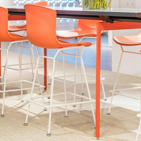 Bertoia Molded Shell Barstools with White Frame by Knoll