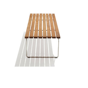 Bertoia Outdoor Bench Long View Teak and Stainless Steel