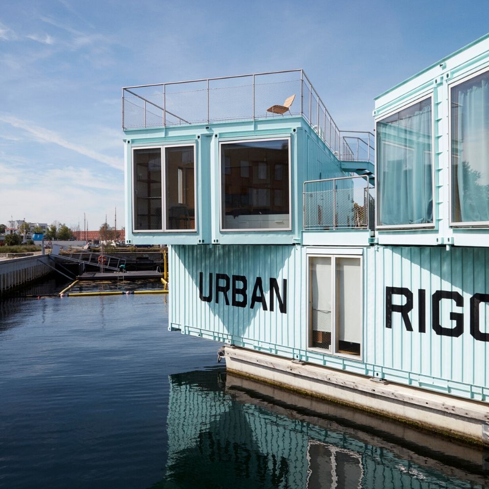 Skagerak Lilium Lounge Chair on top of the Urban Rigger Student Housing in Copenhagen, Denmark