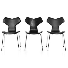Black Ash and Leather Grand Prix Chairs Arne Jacobsen for Fritz Hansen