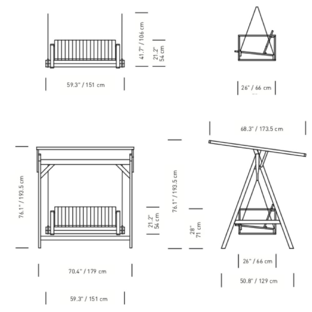 Bodil Kjaer Teak Outdoor Swing Dimensions Carl Hansen and Son Outdoor Furniture