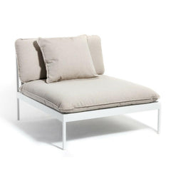 Bönan Lounge Chair with Light Grey Frame and Light Grey Sunbrella Ashe Cushions by Skargaarden