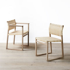 BM61 and BM62 Cane Wicker Chair Collection Oak Oiled by Børge Mogensen for Fredericia