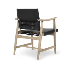Borge Mogensen Huntsman Chair Black Leather and Oak White Oil Back Carl Hansen & Son