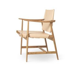 Borge Mogensen Huntsman Chair Natural Leather and Oak Side Carl Hansen & Son
