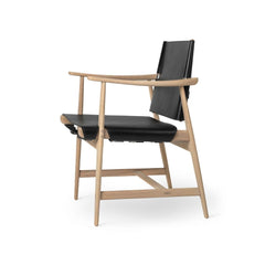 Borge Mogensen Huntsman Chair Black Leather and Oak White Oil Side Carl Hansen & Son