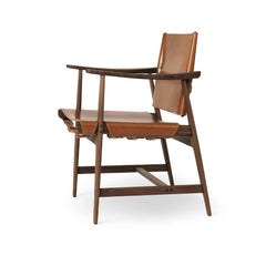 Borge Mogensen Huntsman Chair Cognac Leather and Oiled Walnut Side Carl Hansen & Son