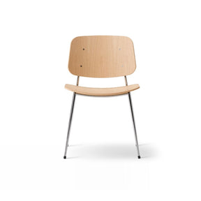 Børge Mogensen Oak Lacquered Søborg Chair with Chrome Steel Frame for Fredericia