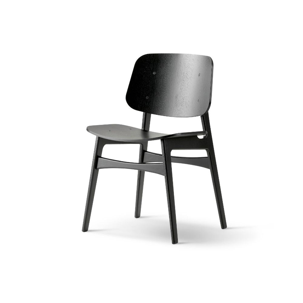 Black Oak Lacquered Søborg Chair by Børge Mogensen for Fredericia