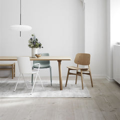 Oak Lacquered Søborg Wooden Frame Chair by Børge Mogensen with Jasper Morrison Taro Dining Table for Fredericia