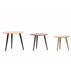 bruunmunch PLAY Round Side Tables Oak and Walnut