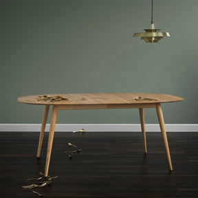 bruunmunch PLAY Lamé Dining Table Oak with Brass Pendant Light