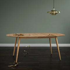 bruunmunch PLAY Lamé Dining Table Oak with Brass Pendant Light