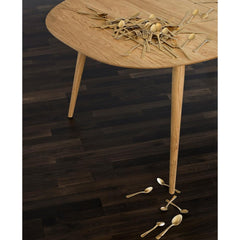 bruunmunch PLAY Lamé Dinner Table in Oak styled with brass flatware
