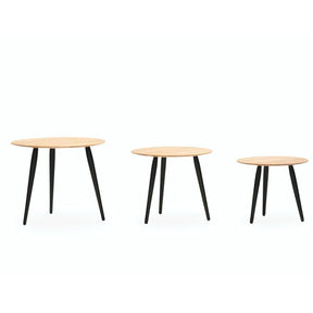 bruunmunch PLAY Round Side Tables Oak Top with Black Oak Legs