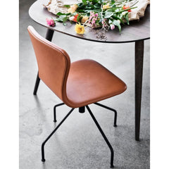 bruunmunch PLAYSwing Dining Chair Cognac Leather with Flowers