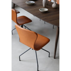 bruunmunch PLAYSwing Dining Chairs Cognac Leather Detail with Smoked Oak PLAY Lame Dining Table