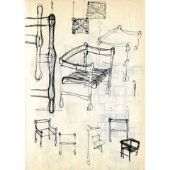 Fritz Hansen Carimate Chair by Vico Magistretti Original Detail Hand Drawings
