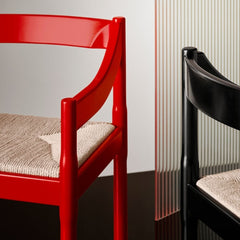 Fritz Hansen Carimate Chairs by Vico Magistretti Red and Black Lacquer Styled