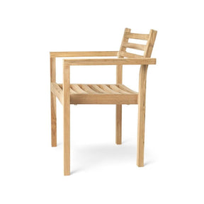 Carl Hansen AH502 Outdoor Raw Teak Dining Chair with Armrests Side by Alfred Homann