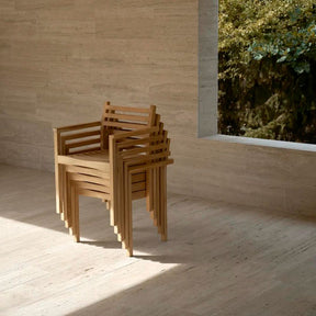 Carl Hansen AH502 Outdoor Raw Teak Dining Chairs with Armrests by Alfred Homann