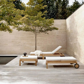 Carl Hansen AH604 Outdoor Loungers and AH604F Footrests with Optional Cushions by Alfred Homann