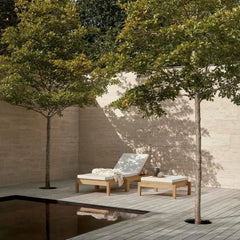 Carl Hansen AH604 Outdoor Lounger and AH604F Outdoor Lounger Footrests with Optional Cushions  by Alfred Homann