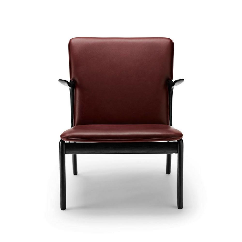 Ole Wanscher Beak chair in burgandy leather with black oak frame Carl Hansen and Son