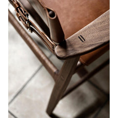 Borge Mogensen Huntsman Chair Cognac Leather and Oiled Walnut Top View Carl Hansen & Son
