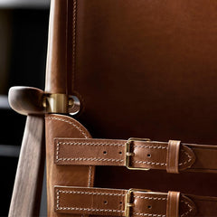 Borge Mogensen Huntsman Chair Cognac Leather Brass Buckle Detail Carl Hansen & Son