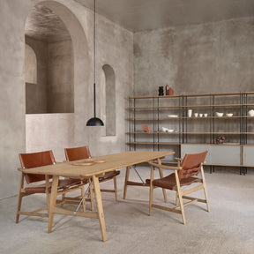 Carl Hansen BM1160 Hunting Table in situ with Huntsman Chairs and Shelving