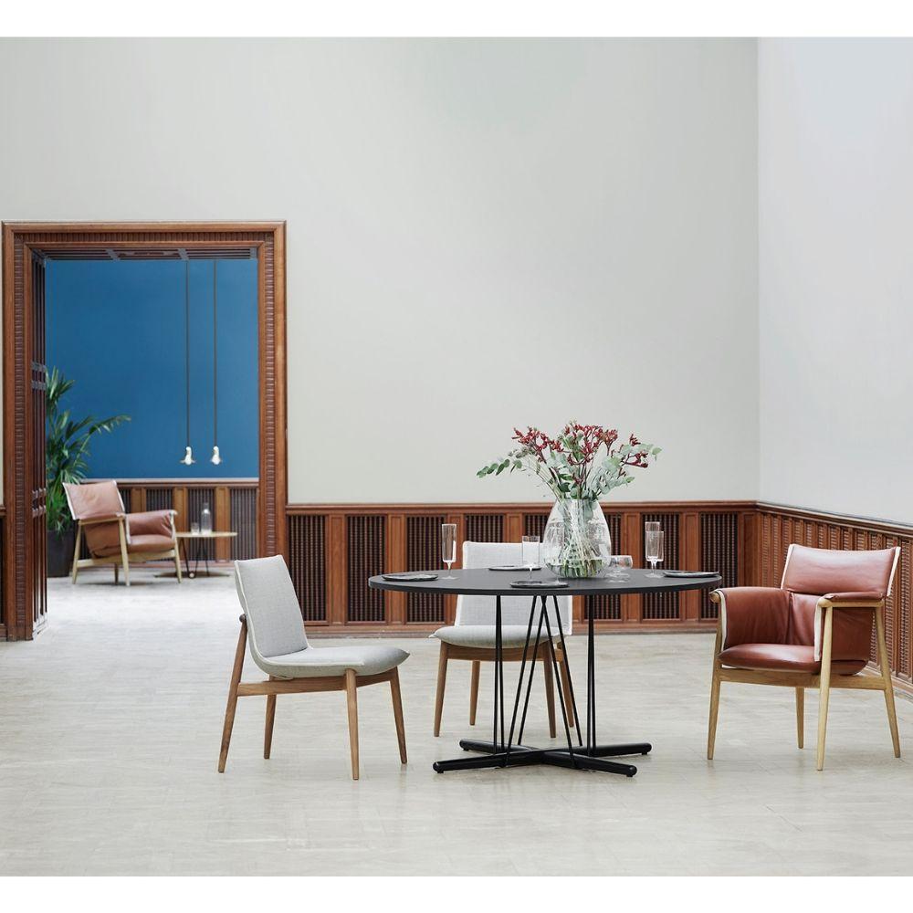 Carl Hansen EOOS Embrace Dining Table and Lounge Table in room with Embrace Chairs