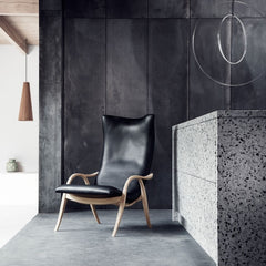 Carl Hansen FH429 Signature Chair by Frits Henningsen Black Leather SIF Oak Soap Frame with Sculpture