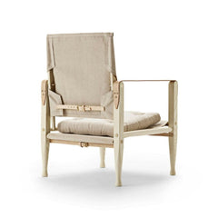 Kaare Klint Safari Chair in Ash Oil with Natural Canvas Back Leather Strap Buckle Detail