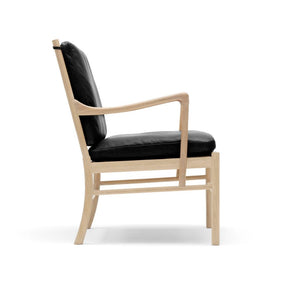 Ole Wanscher OW149 Colonial Chair with Oak Frame and Black SIF Leather Profile Carl Hansen and Son 