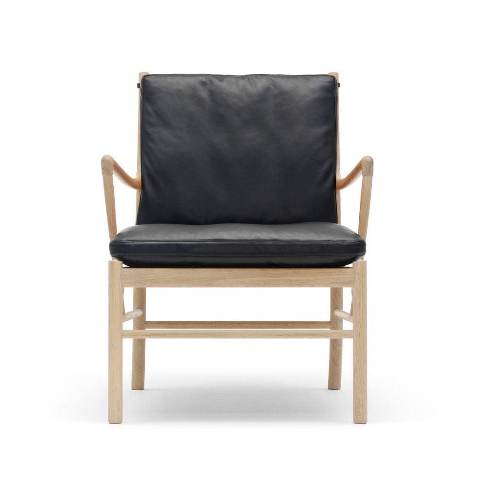 Ole Wanscher OW149 Colonial Chair with Oak Frame and Black SIF Leather Carl Hansen and Son