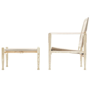 Carl Hansen Kaare Klint Safari Chair and Footstool Ash White Oil with Natural Canvas Profile
