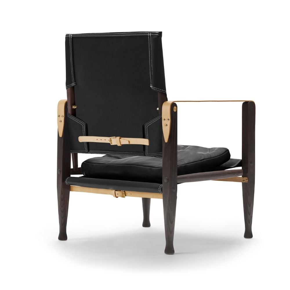 Carl Hansen Safari Chair KK47000 Black Leather Smoked Ash Back