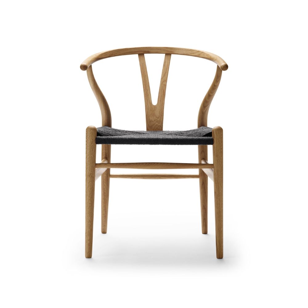 Carl Hansen CH24 Wegner Wishbone Chair Oak Oil with Black Papercord Seat