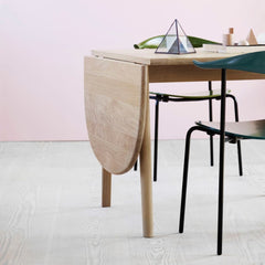 Carl Hansen Wegner CH002 Dropleaf Dining Table Detail in room with CH88 dining chairs