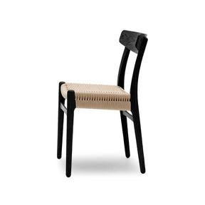 Carl Hansen Wegner CH23 Dining Chair Black Oak with Natural Papercord Side