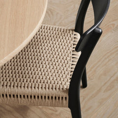 Wegner CH23 Dining Chair Black Painted Oak and Natural Papercord Side Detail
