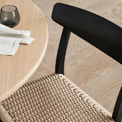 Wegner CH23 Dining Chair Black Painted Oak and Natural Papercord Detail