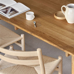 Carl Hansen Wengner CH327 Dining Table Oak Oil in room with Coffee and CH47 Dining Chairs