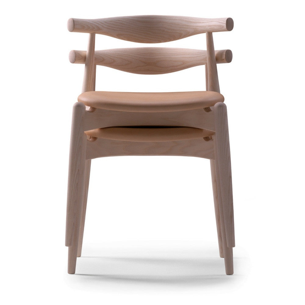 Hans Wegner CH20 Elbow Chair Oak with Caramel Loke Leather Stacked Carl Hansen & Son Palette & Parlor