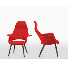 Charles and Ray Eames Organic Highback Chairs Red with Black Legs Vitra