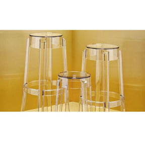 Kartell Charles Ghost Stools Crystal in Gold Studio