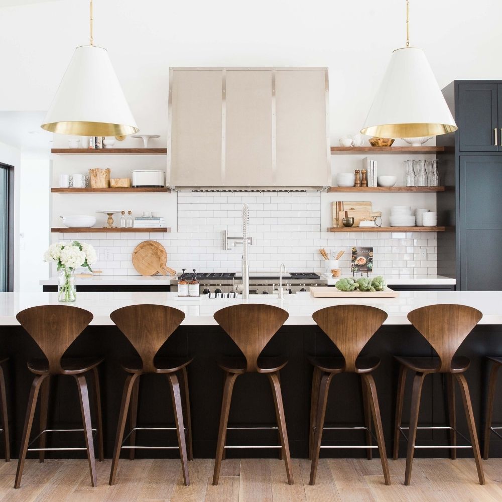 Cherner Counter Stools Classic Walnut in Kitchen