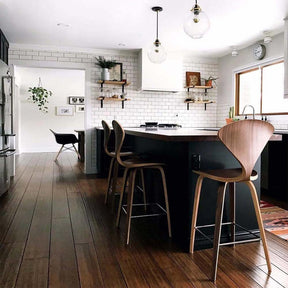 Cherner Counter Stools Natural Walnut in Kitchen