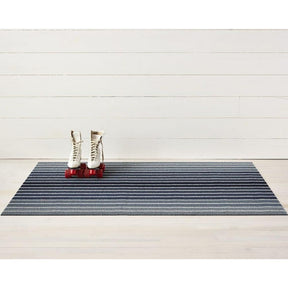 Chilewich Block Stripe Denim Shag Floor Mat with Roller Skates